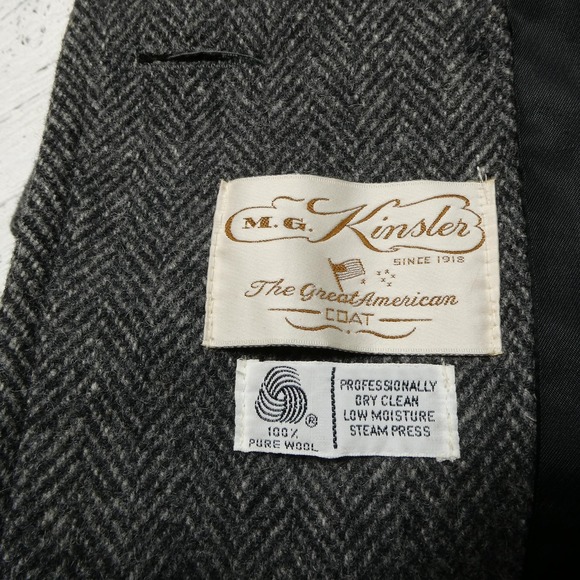 Panache Coat Womens Medium Gray Herringbone Wool Double Breasted Long Overcoat - Picture 4 of 9